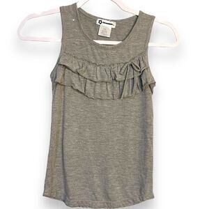 Specialty Tank Top Girls 14/16 Gray Ruffles Casual Academia School Top Studded